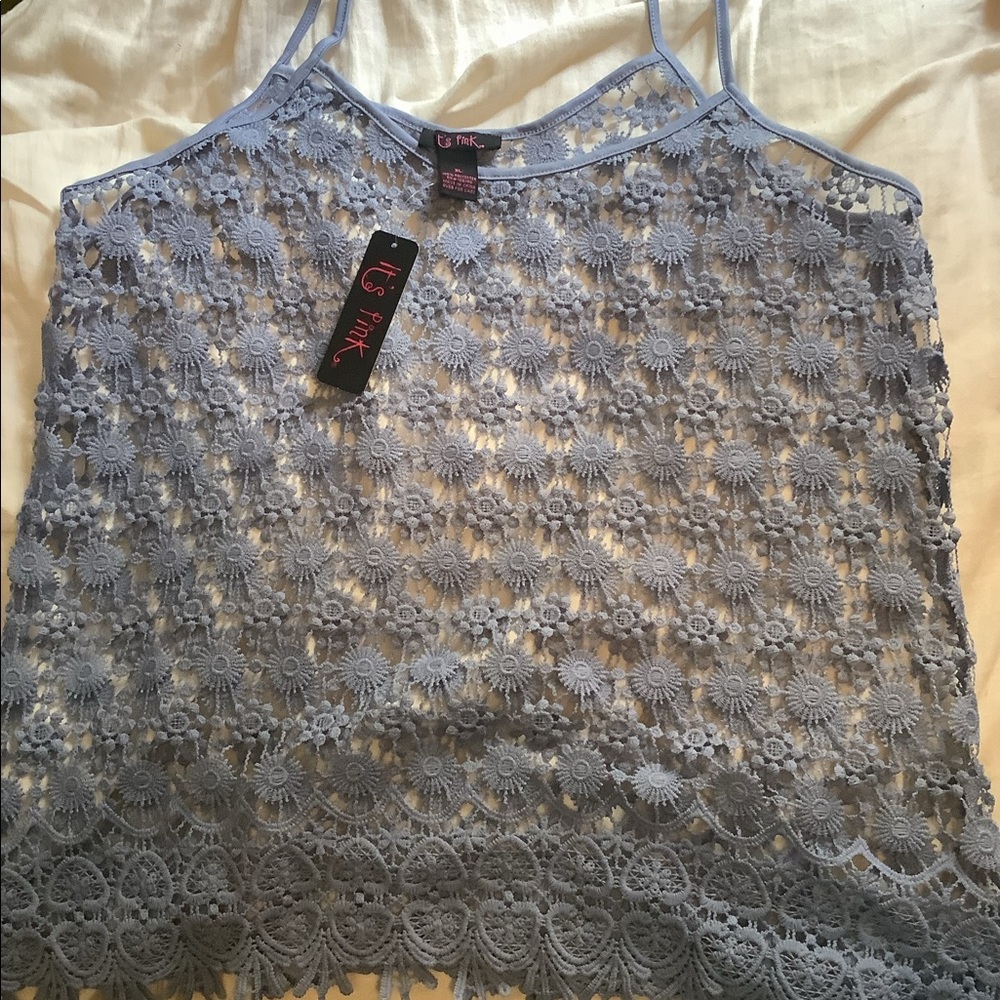 IT’S PINK Women’s Open Crochet White Tank Top XL
